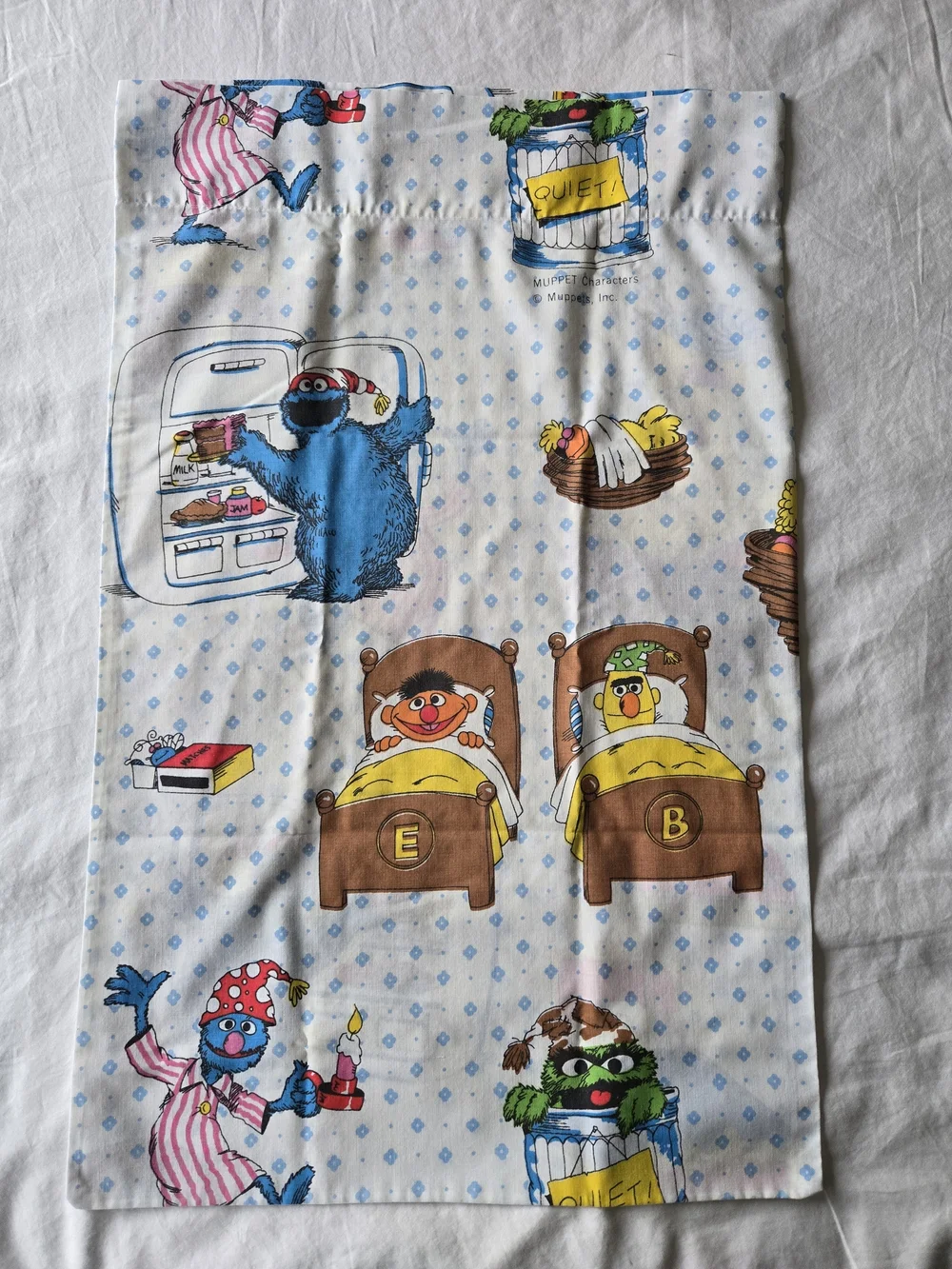 Children's Sesame Street Pillowcase in White with Multicolor Characters